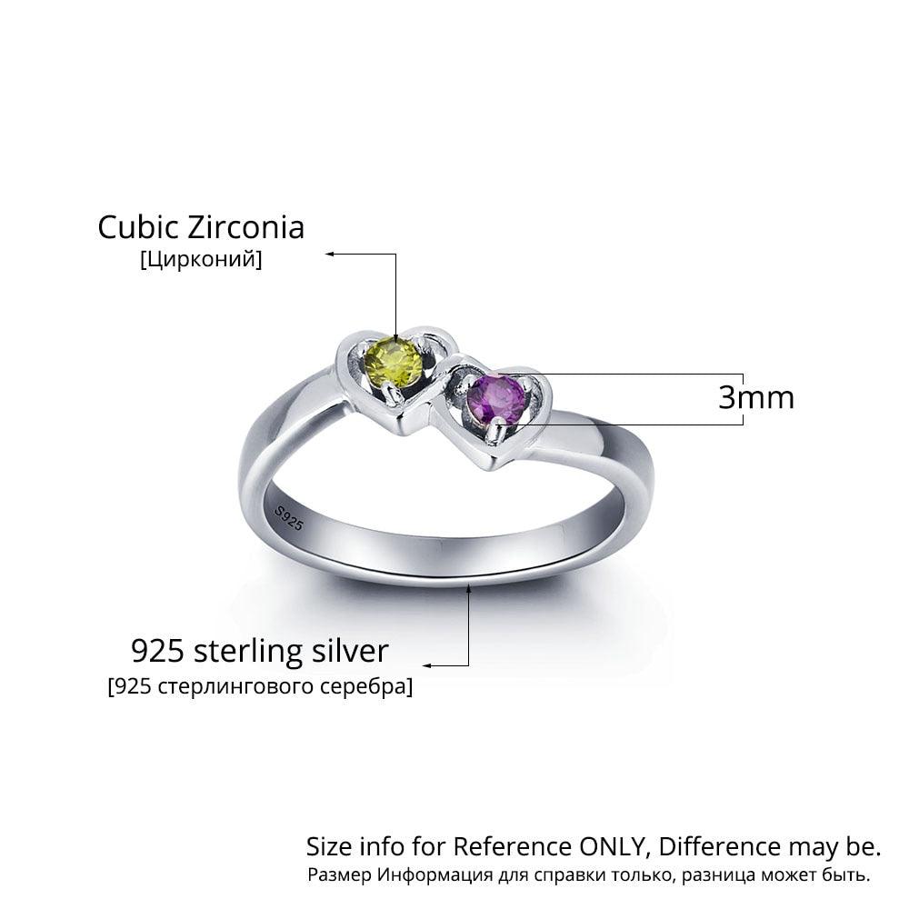 Personalized 925 Sterling Silver Rings with Custom Cubic Zirconia Birthstone, Fashion Jewelry Gift - Personalized Jewel