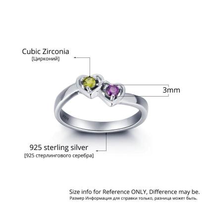 Personalized 925 Sterling Silver Rings with Custom Cubic Zirconia Birthstone, Fashion Jewelry Gift - Personalized Jewel