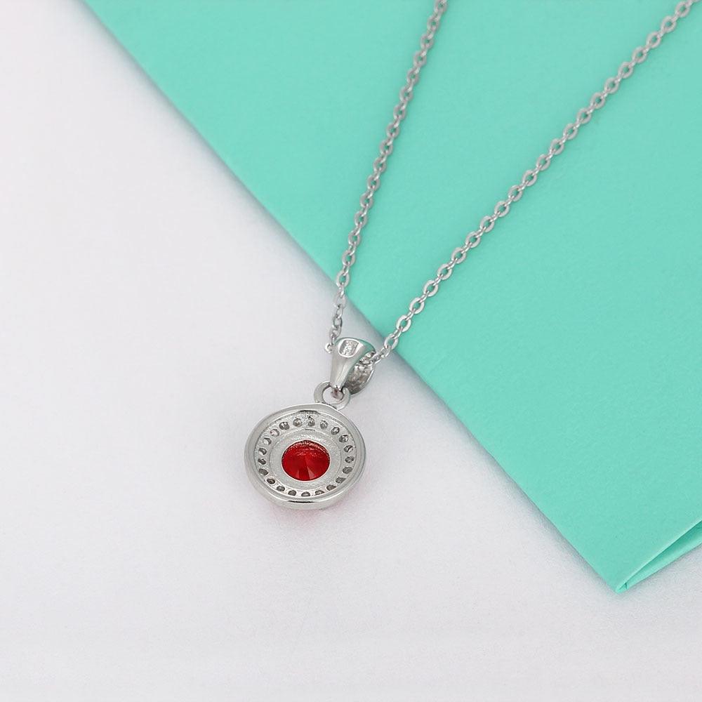 Personalized 925 Sterling Silver Romantic Pendant Necklace, 12 Color Options for Birthstone, Classic Fashion Jewelry for Women - Personalized Jewel