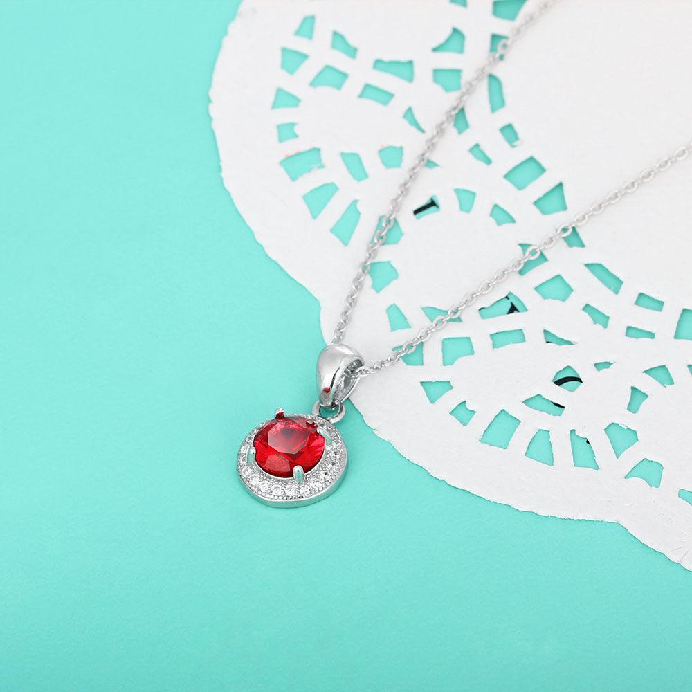 Personalized 925 Sterling Silver Romantic Pendant Necklace, 12 Color Options for Birthstone, Classic Fashion Jewelry for Women - Personalized Jewel