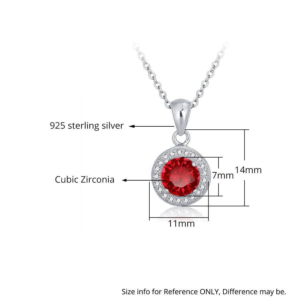 Personalized 925 Sterling Silver Romantic Pendant Necklace, 12 Color Options for Birthstone, Classic Fashion Jewelry for Women - Personalized Jewel