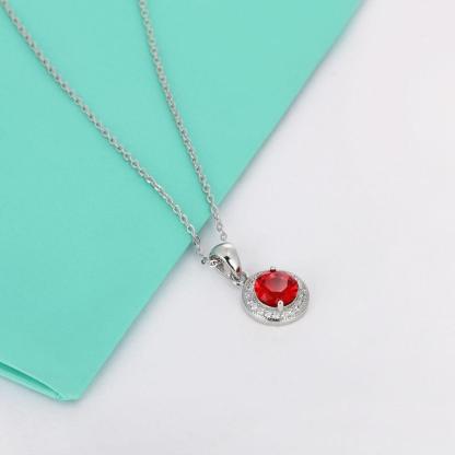 Personalized 925 Sterling Silver Romantic Pendant Necklace, 12 Color Options for Birthstone, Classic Fashion Jewelry for Women - Personalized Jewel