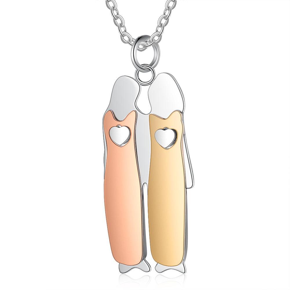 Personalized 925 Sterling Silver Two Sisters Necklace - Personalized Jewel