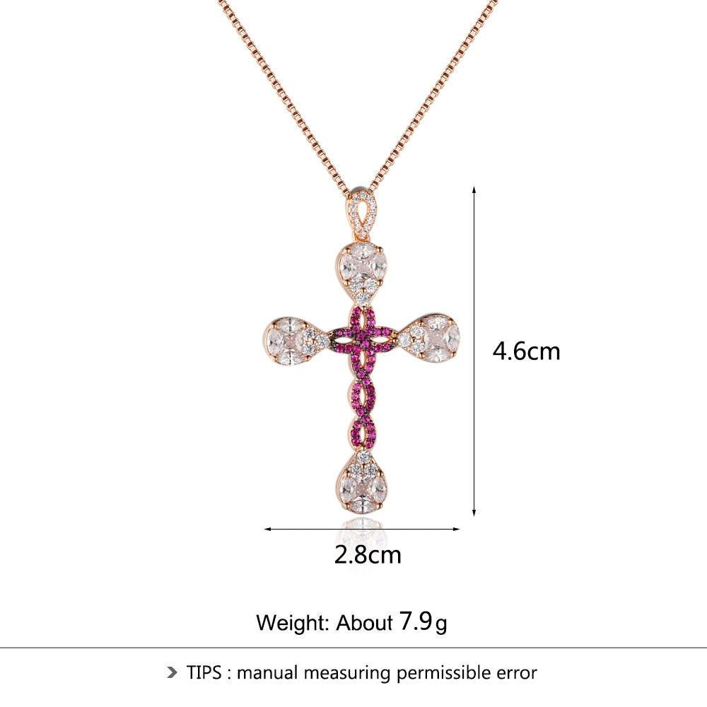 Personalized 925 Sterling Silver Unique Cross Cubic Zirconia Pendant Necklaces, Gift for Women - Personalized Jewel