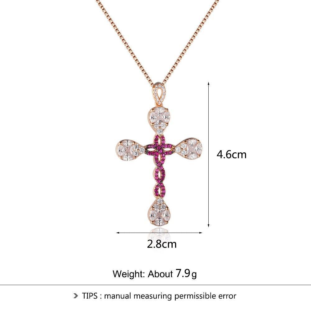 Personalized 925 Sterling Silver Unique Cross Cubic Zirconia Pendant Necklaces, Gift for Women - Personalized Jewel