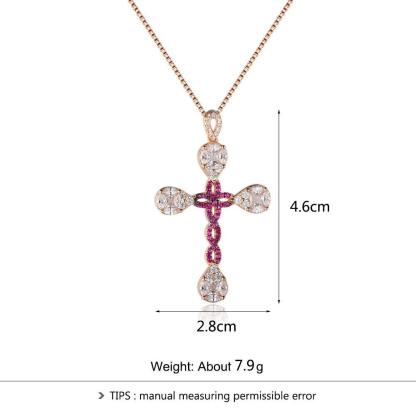Personalized 925 Sterling Silver Unique Cross Cubic Zirconia Pendant Necklaces, Gift for Women - Personalized Jewel
