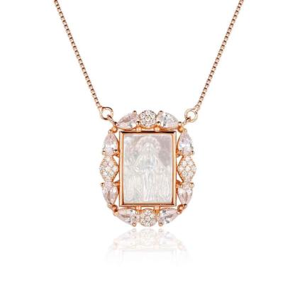 Personalized 925 Sterling Silver Unique Stone Deity Emboss Cubic Zirconia Necklaces, Trendy Gift for Women - Personalized Jewel