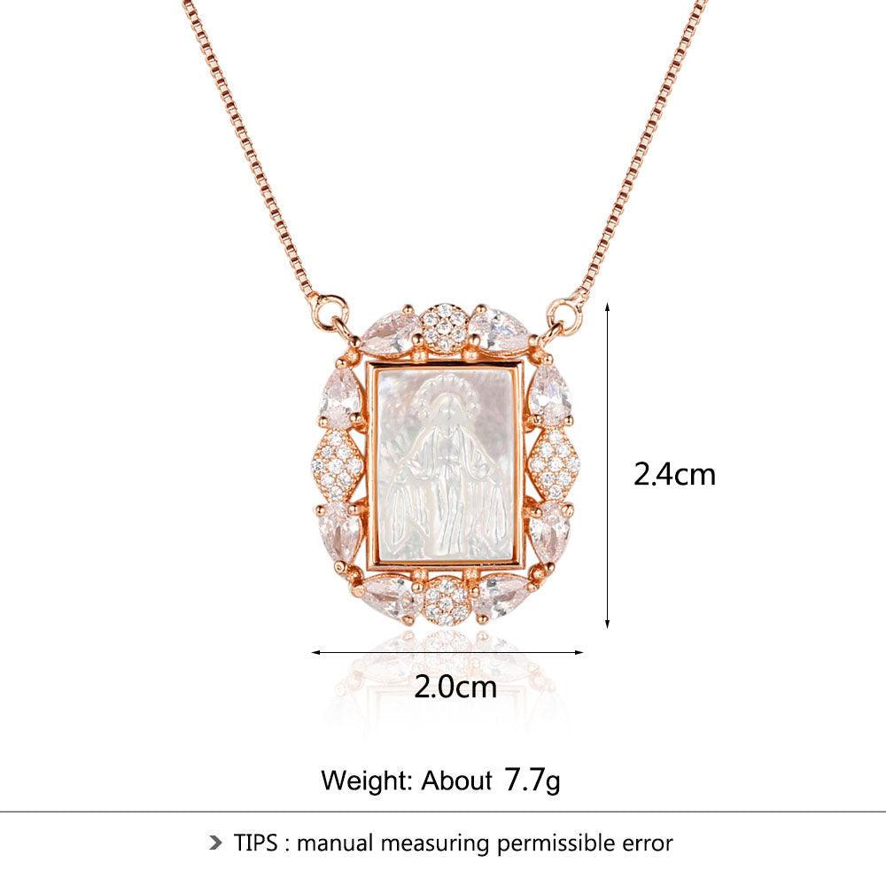 Personalized 925 Sterling Silver Unique Stone Deity Emboss Cubic Zirconia Necklaces, Trendy Gift for Women - Personalized Jewel