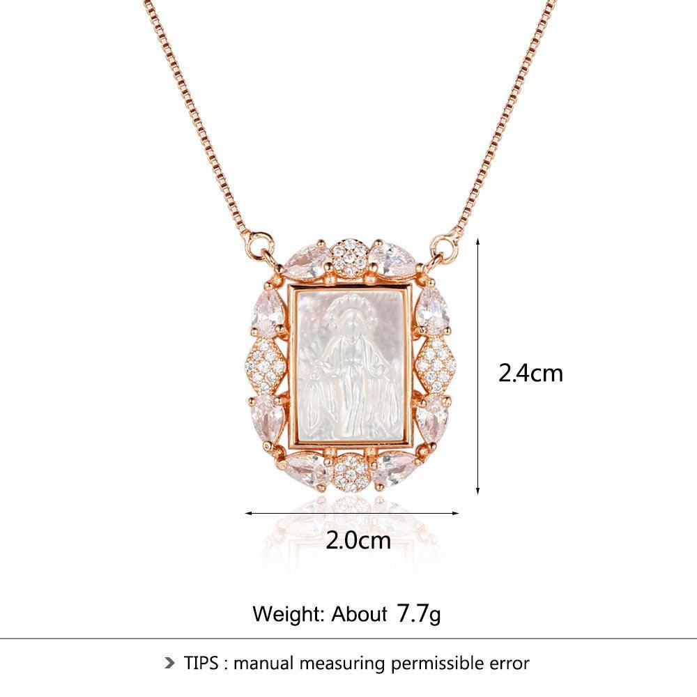 Personalized 925 Sterling Silver Unique Stone Deity Emboss Cubic Zirconia Necklaces, Trendy Gift for Women - Personalized Jewel