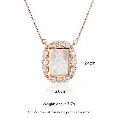 Personalized 925 Sterling Silver Unique Stone Deity Emboss Cubic Zirconia Necklaces, Trendy Gift for Women - Personalized Jewel