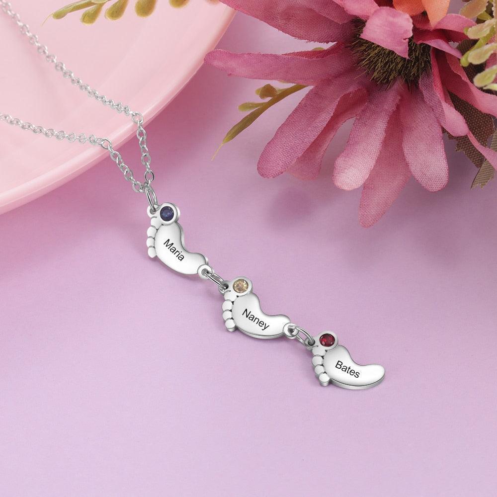 Personalized Baby Feet Stainless Steel Necklace For Women Fashion Pendant For Ladies - Personalized Jewel