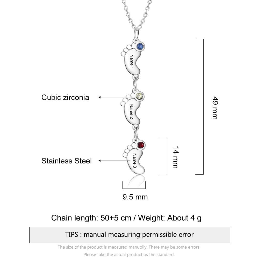 Personalized Baby Feet Stainless Steel Necklace For Women Fashion Pendant For Ladies - Personalized Jewel