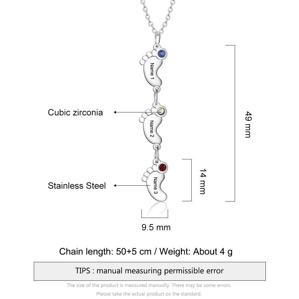 Personalized Baby Feet Stainless Steel Necklace For Women Fashion Pendant For Ladies - Personalized Jewel