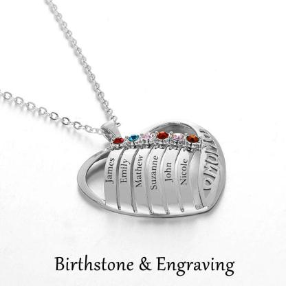 Personalized Birthstone Engrave Heart Pendants Necklaces 925 Sterling Silver Necklaces & Pendants Mom's Gift - Personalized Jewel