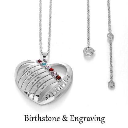 Personalized Birthstone Engrave Heart Pendants Necklaces 925 Sterling Silver Necklaces & Pendants Mom's Gift - Personalized Jewel