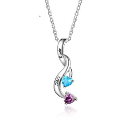 Personalized Birthstone Heart Pendant Necklace - Personalized Jewel