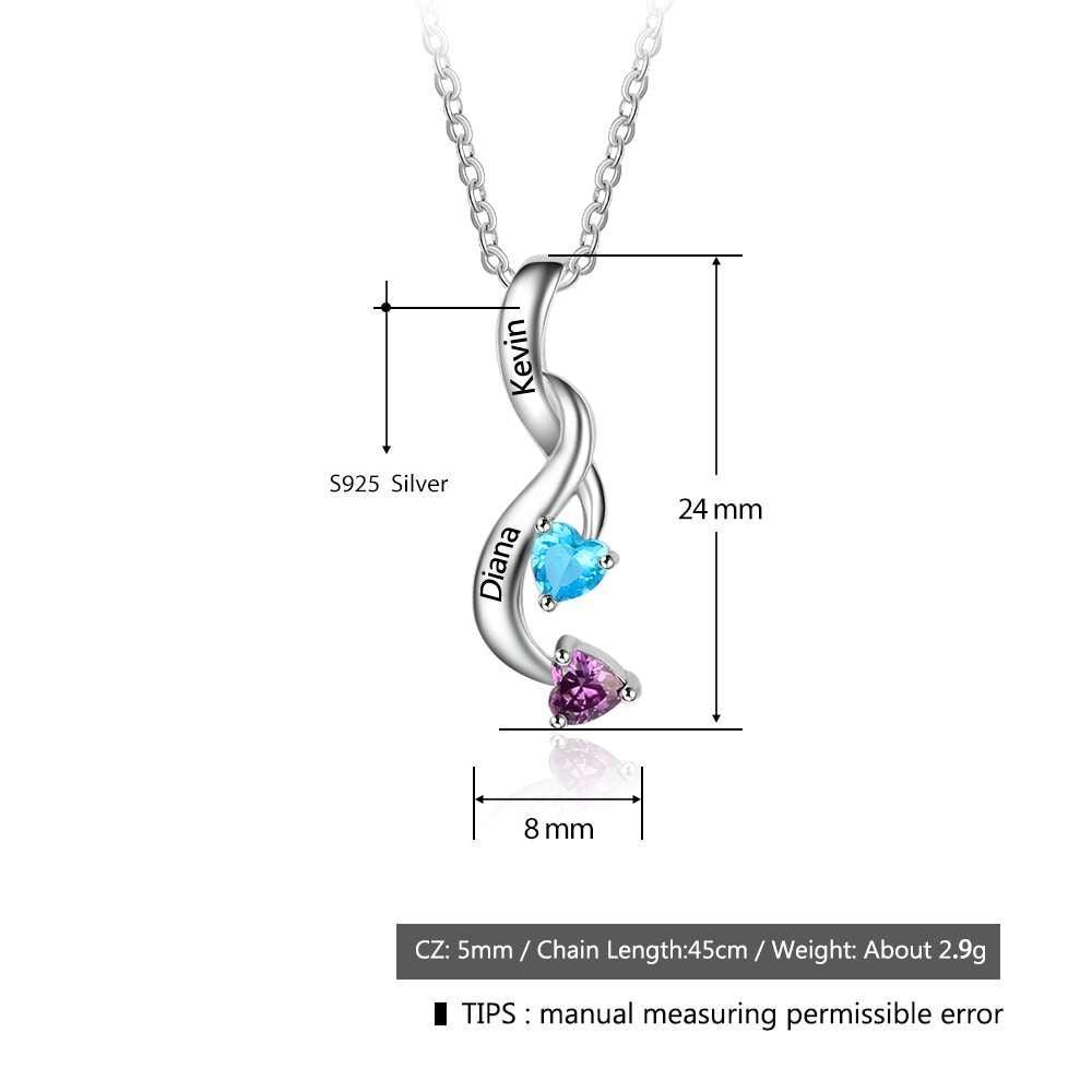 Personalized Birthstone Heart Pendant Necklace - Personalized Jewel