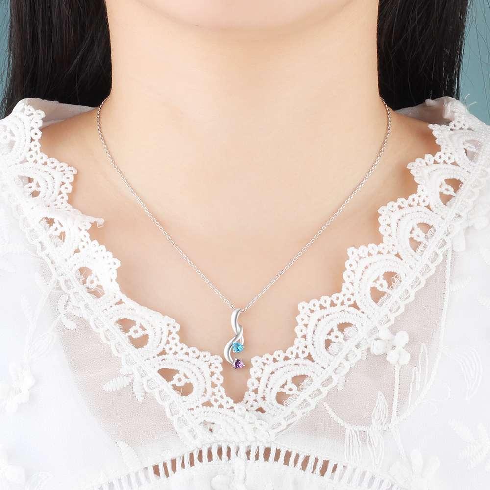 Personalized Birthstone Heart Pendant Necklace - Personalized Jewel