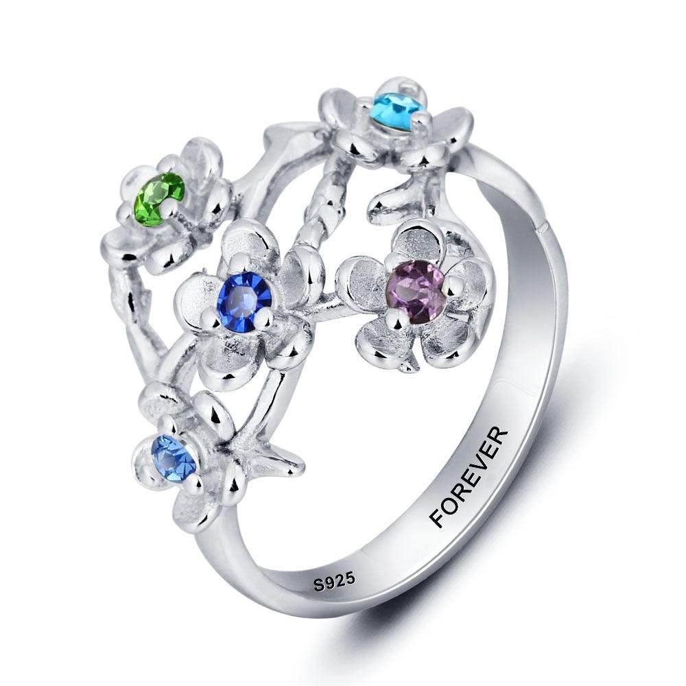 Personalized Birthstone Jewelry Party Accessories Engrave Name Ring ykc925 Sterling Silver Rings For Women - Personalized Jewel