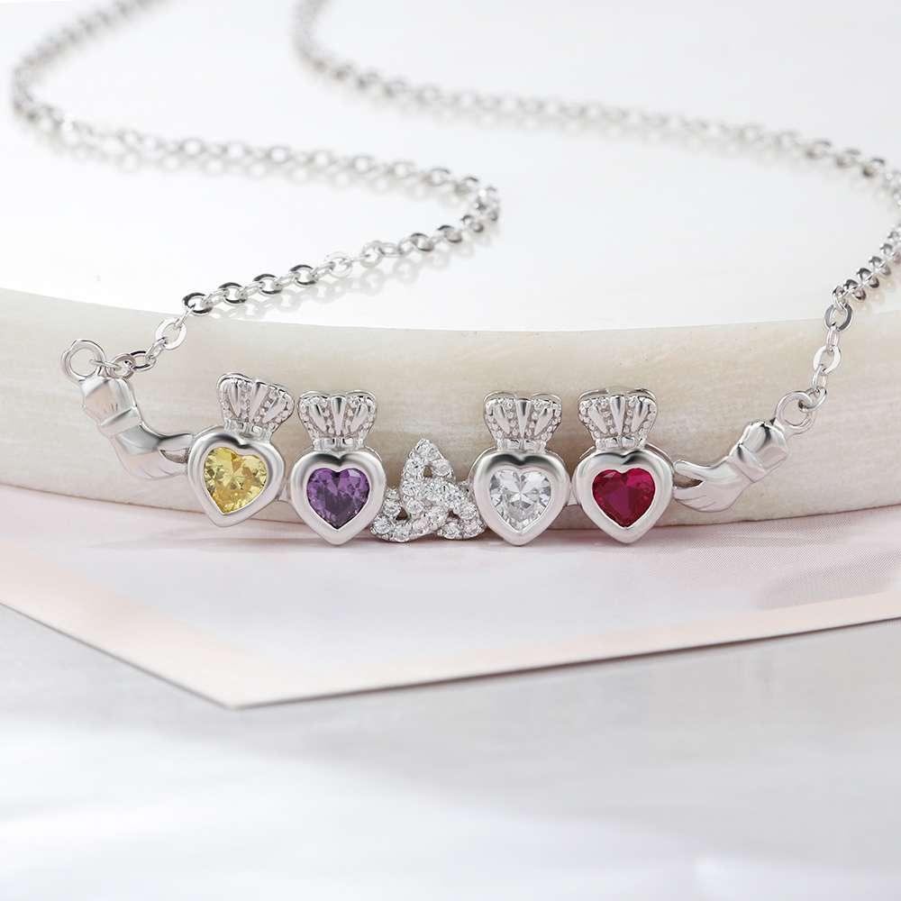 Personalized Birthstone Necklace Heart Stone 925 Sterling Silver Necklaces & Pendants Gift For Girl Friend - Personalized Jewel