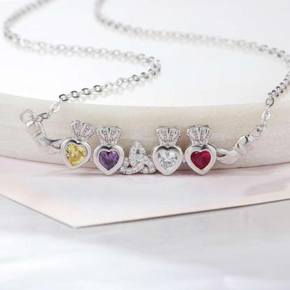Personalized Birthstone Necklace Heart Stone 925 Sterling Silver Necklaces & Pendants Gift For Girl Friend - Personalized Jewel
