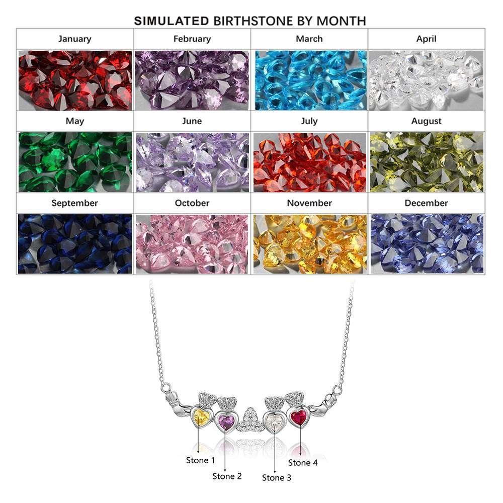 Personalized Birthstone Necklace Heart Stone 925 Sterling Silver Necklaces & Pendants Gift For Girl Friend - Personalized Jewel