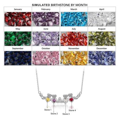 Personalized Birthstone Necklace Heart Stone 925 Sterling Silver Necklaces & Pendants Gift For Girl Friend - Personalized Jewel