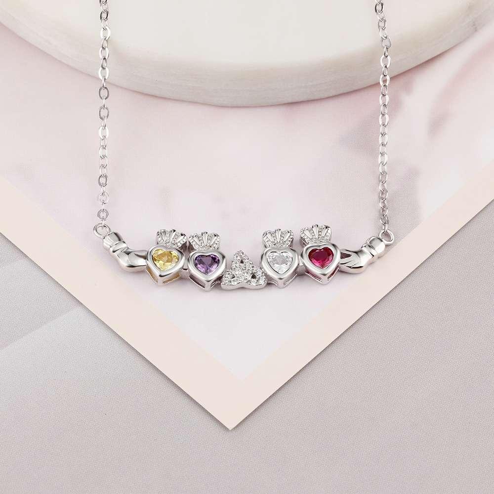 Personalized Birthstone Necklace Heart Stone 925 Sterling Silver Necklaces & Pendants Gift For Girl Friend - Personalized Jewel