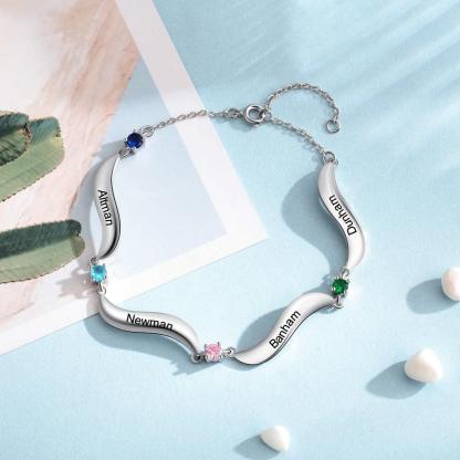 Personalized Bracelet for Women Wave Shaped Charm Name Bracelet.-Personalized Jewels
