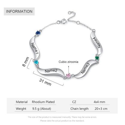 Personalized Bracelet for Women Wave Shaped Charm Name Bracelet.-Personalized Jewels
