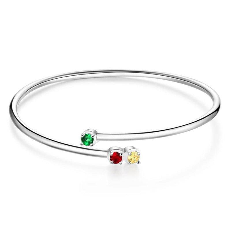 Personalized Bracelets with 3 Custom Birthstones - Personalized Jewel