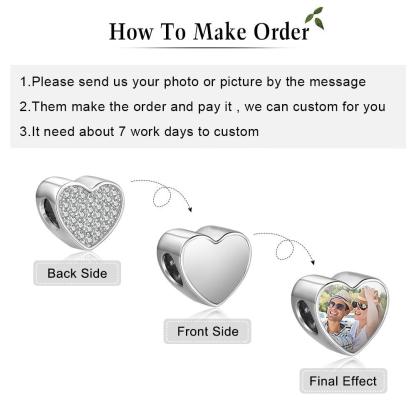 Personalized Charms Photo Beads Fit DIY Bracelet With Cubic Zirconia - Personalized Jewel