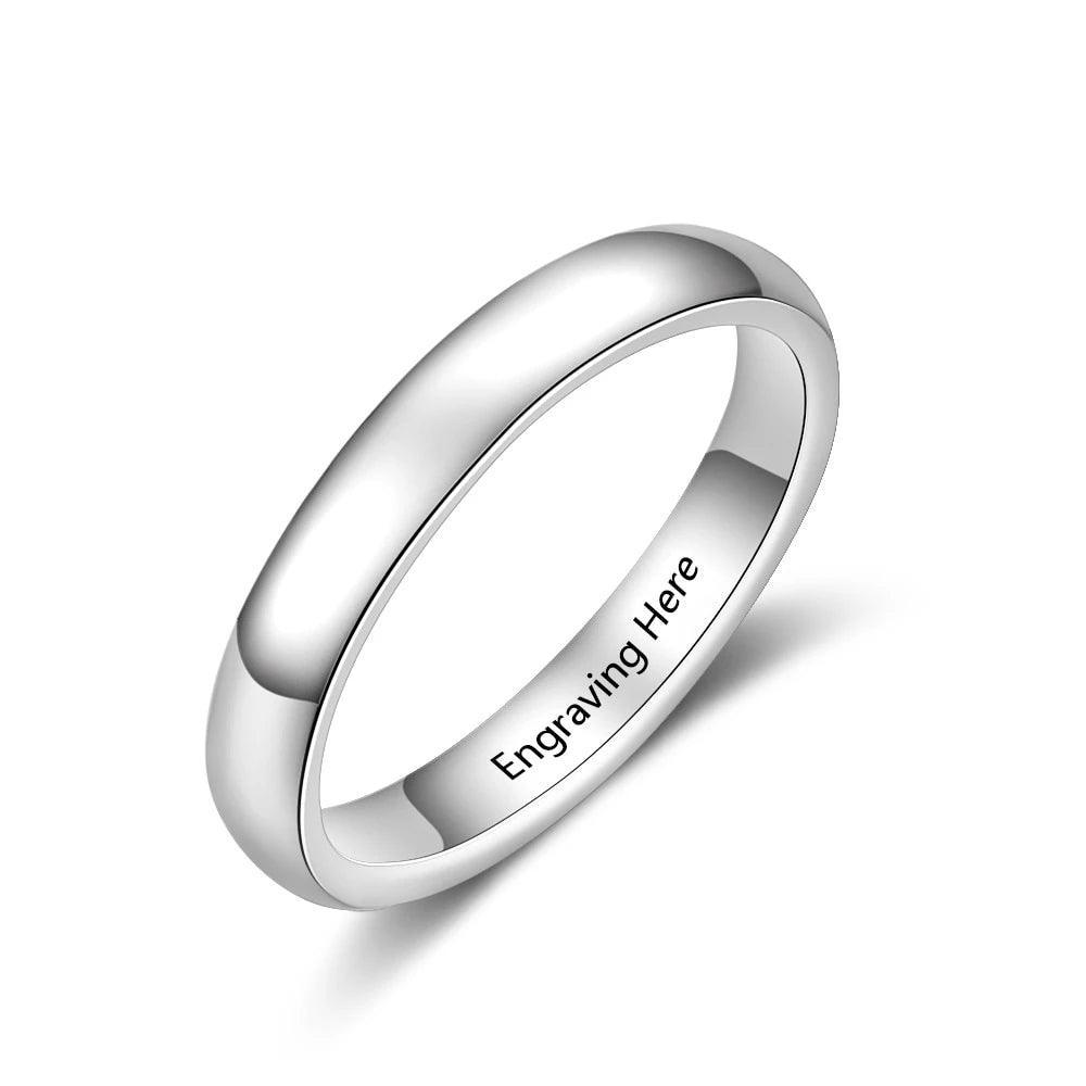 Personalized Classic Plain Sterling Silver Unisex Wedding Ring-Personalized Jewels