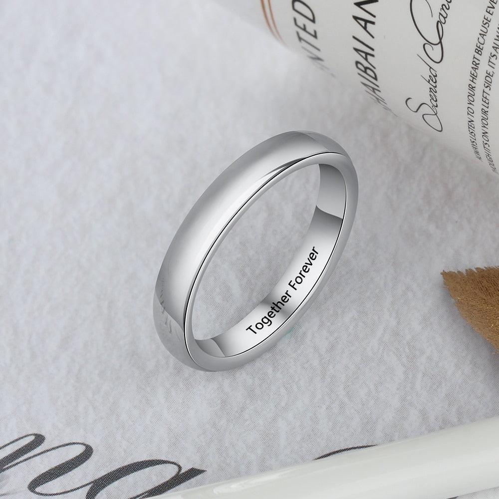 Personalized Classic Plain Sterling Silver Unisex Wedding Ring-Personalized Jewels
