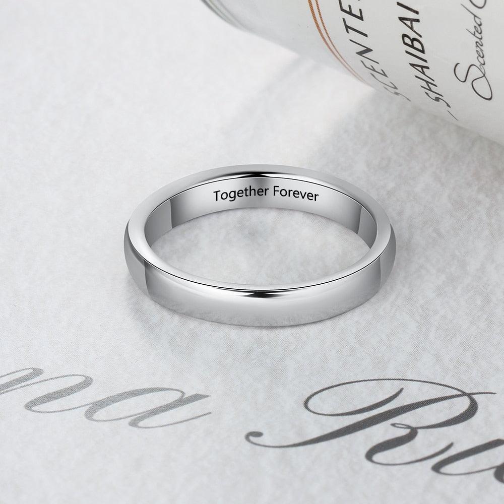 Personalized Classic Plain Sterling Silver Unisex Wedding Ring-Personalized Jewels