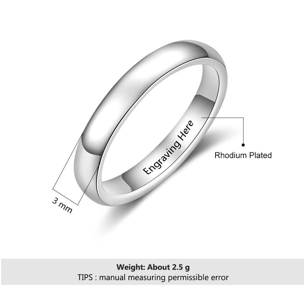 Personalized Classic Plain Sterling Silver Unisex Wedding Ring-Personalized Jewels