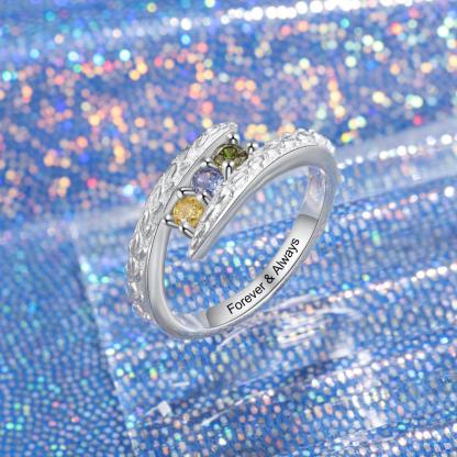 Personalized Classic Simulated CZ Silver Ring Band For Women - Personalized Jewel