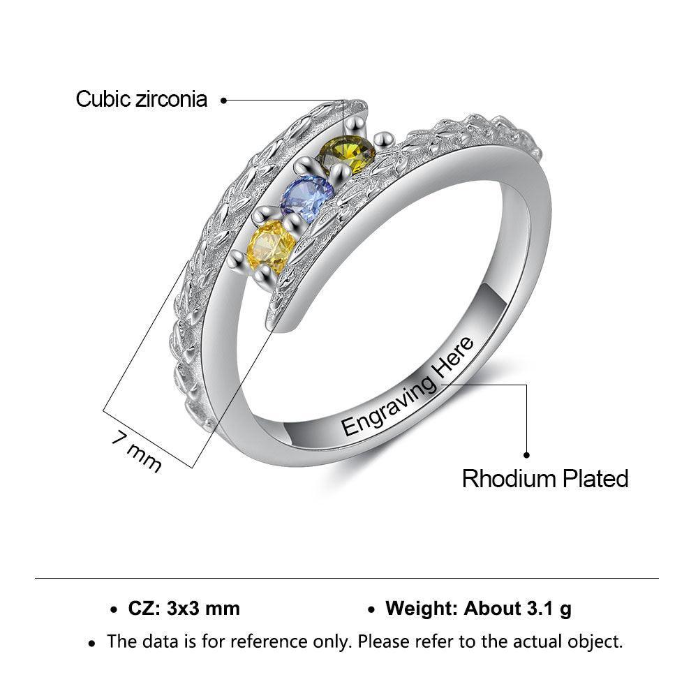 Personalized Classic Simulated CZ Silver Ring Band For Women - Personalized Jewel