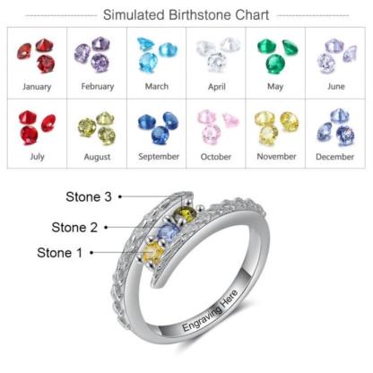 Personalized Classic Simulated CZ Silver Ring Band For Women - Personalized Jewel