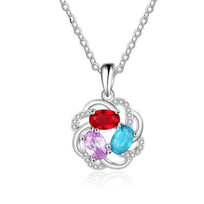 Personalized Copper 3 Oval Birthstones Pendant Necklace Gift for Women - Personalized Jewel