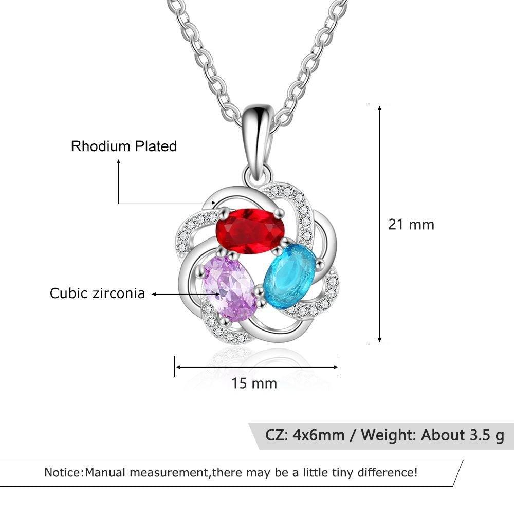 Personalized Copper 3 Oval Birthstones Pendant Necklace Gift for Women - Personalized Jewel