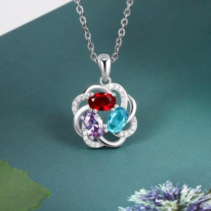 Personalized Copper 3 Oval Birthstones Pendant Necklace Gift for Women - Personalized Jewel
