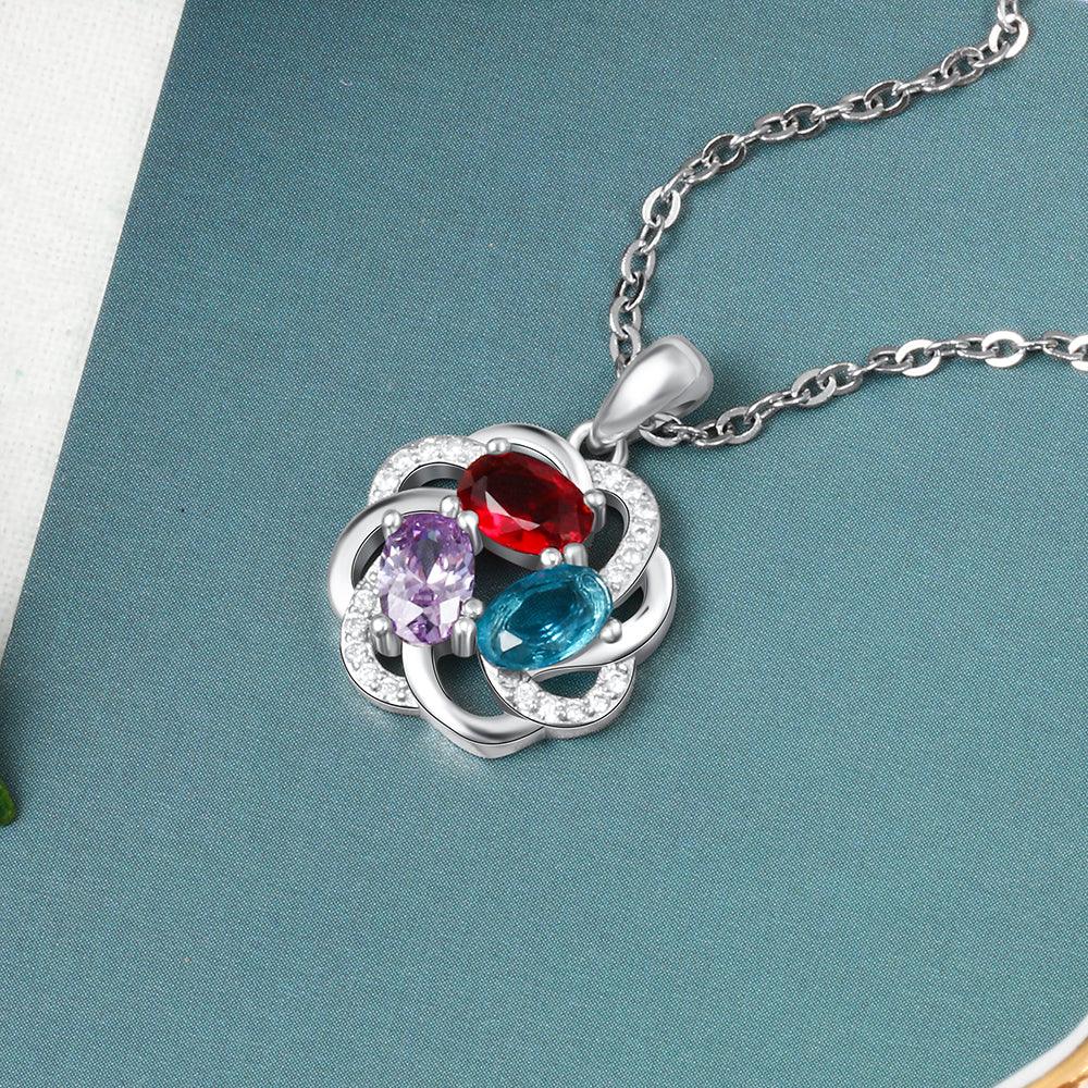 Personalized Copper 3 Oval Birthstones Pendant Necklace Gift for Women - Personalized Jewel