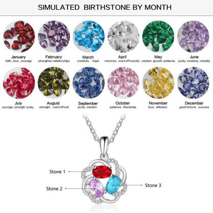 Personalized Copper 3 Oval Birthstones Pendant Necklace Gift for Women - Personalized Jewel