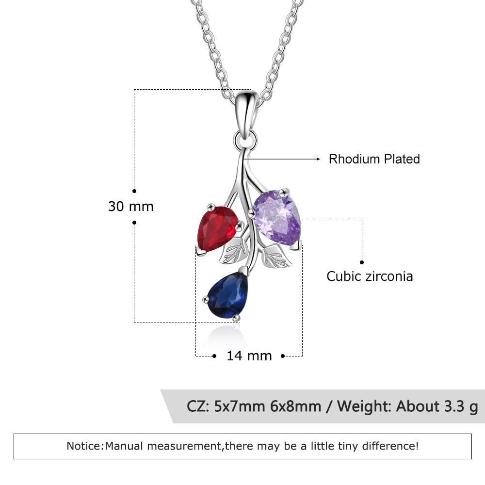 Personalized Copper Necklace And Custom Leaf Pendant With 3 Birthstones Jewelry For Women - Personalized Jewel