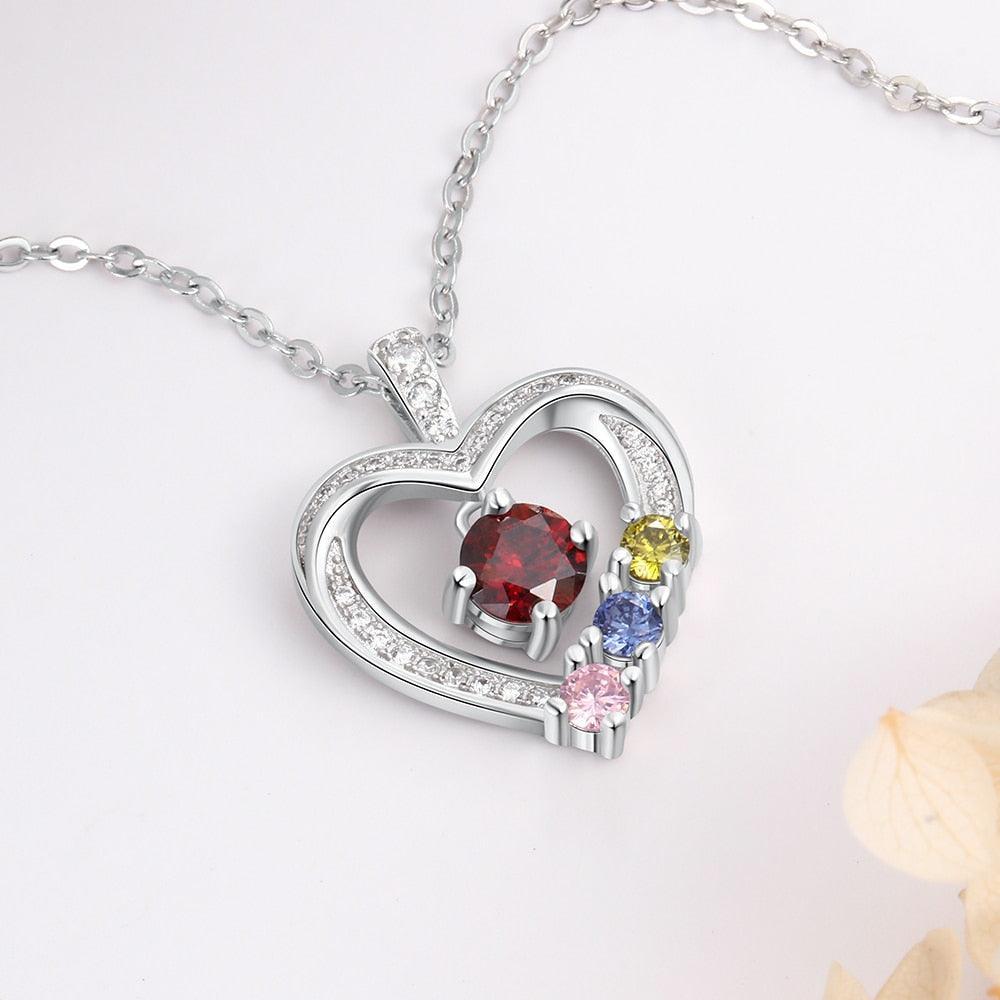 Personalized Copper Necklace With 3 Birthstones Pendant - Personalized Jewel