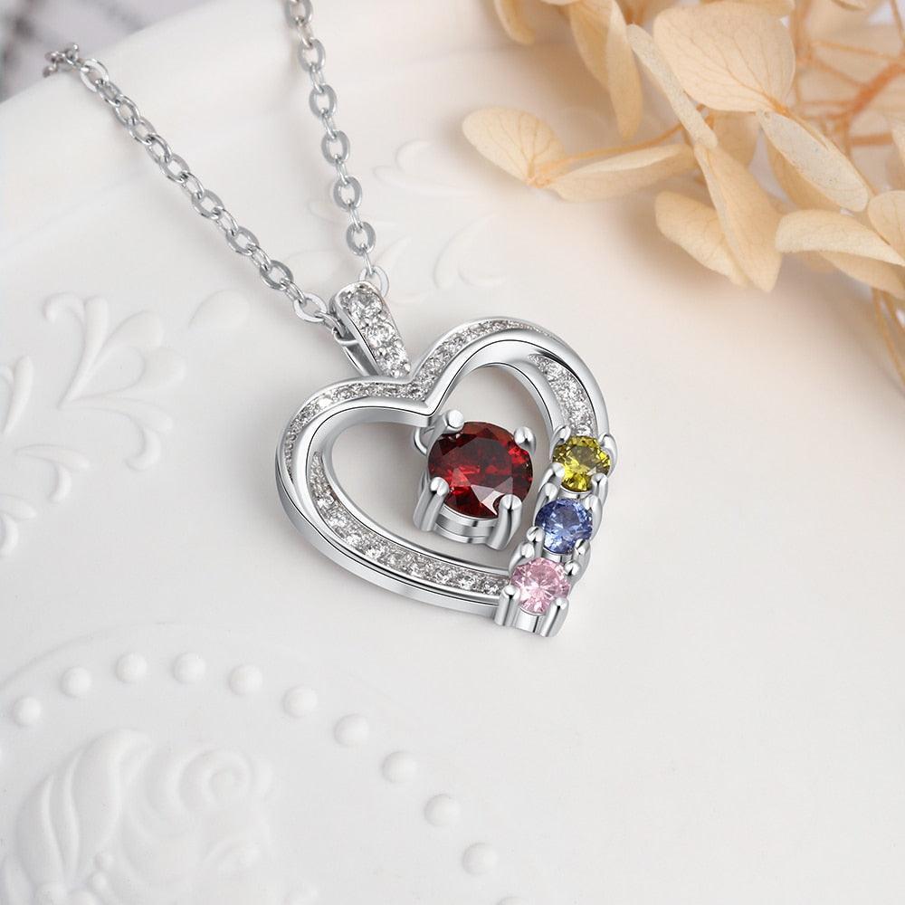Personalized Copper Necklace With 3 Birthstones Pendant - Personalized Jewel