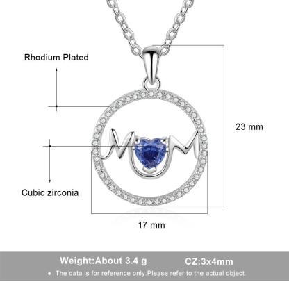 Personalized Copper Necklace With Round Pendant And Customized CZ Birthstone Jewelry Gift for Mother’s Day - Personalized Jewel