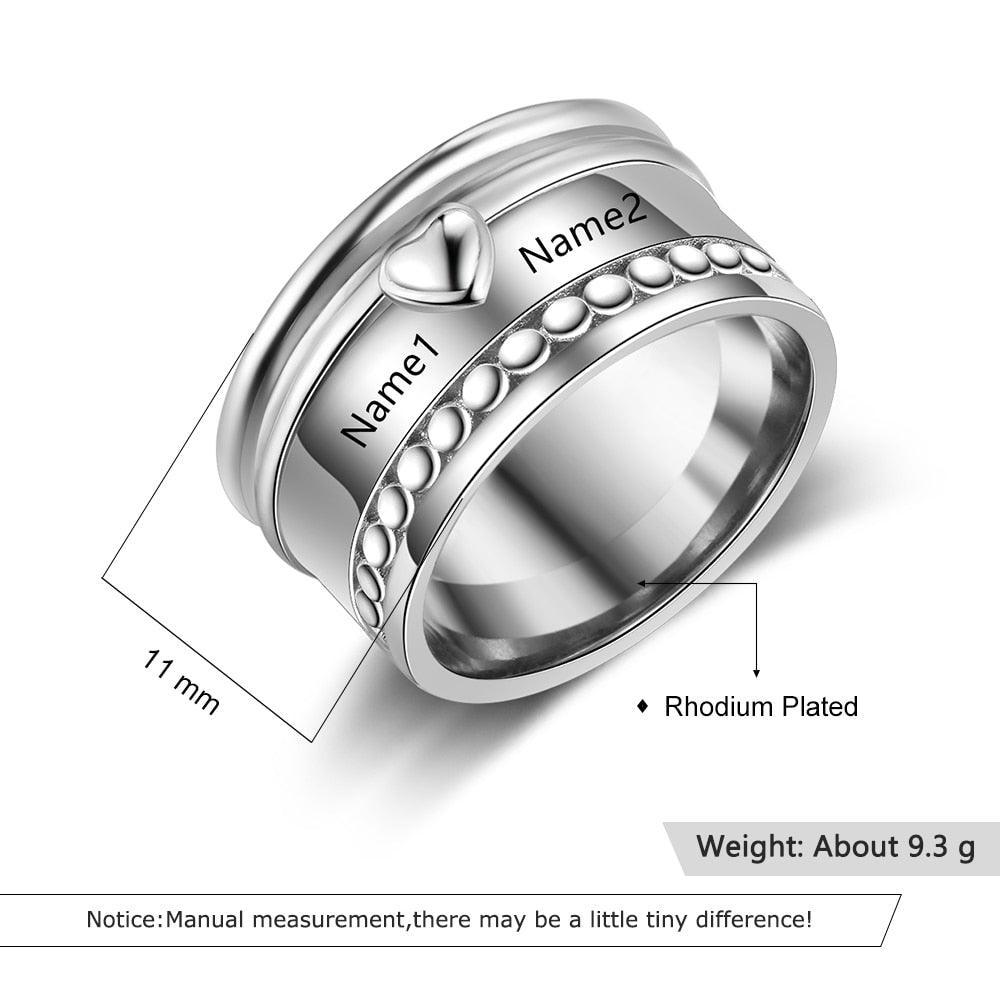 Personalized Copper Wide Rings for Women Custom Names Jewelry - Personalized Jewel