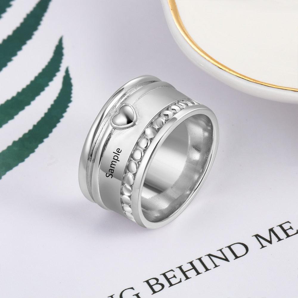 Personalized Copper Wide Rings for Women Custom Names Jewelry - Personalized Jewel